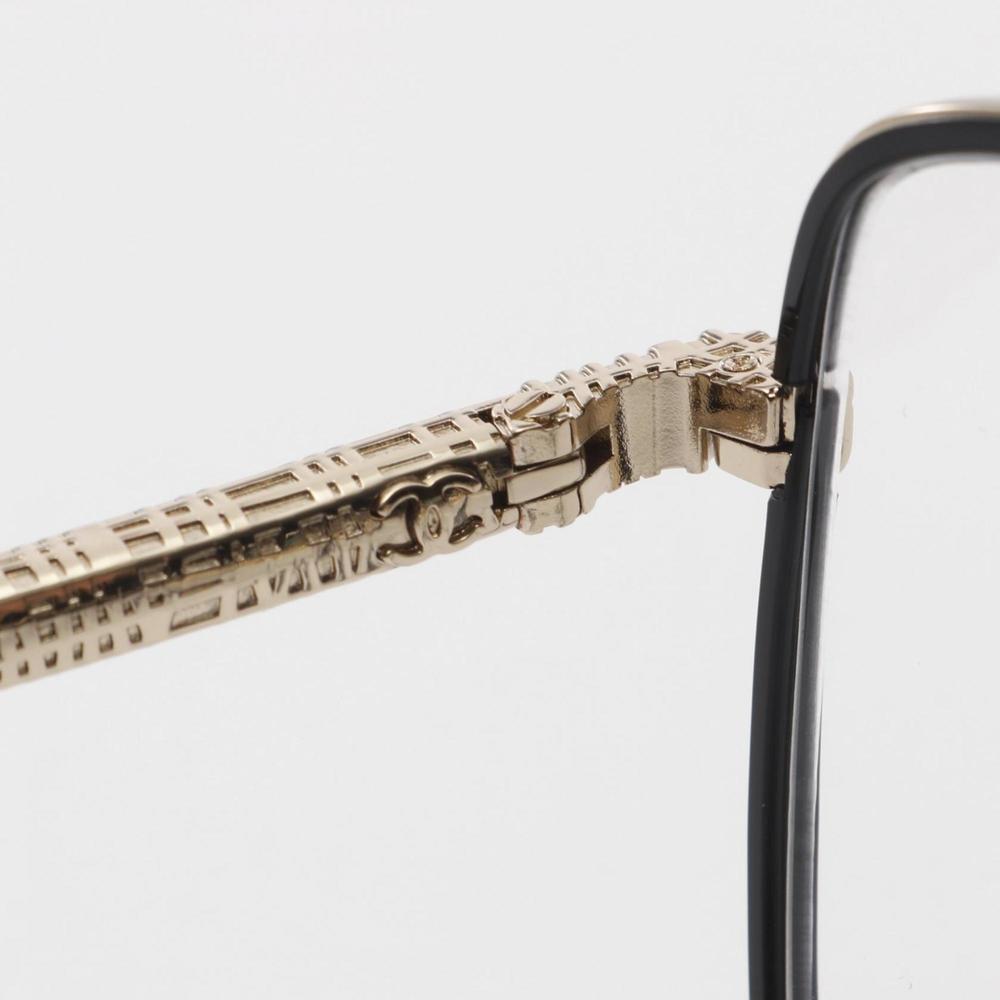 CHANEL Square Shape Optical Glasses, Plastic, GP, Women's, Black and Gold, 22... - Picture 7 of 9